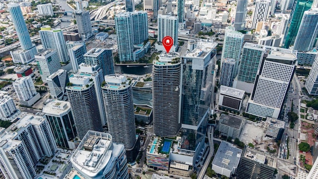 aerial view featuring a city view