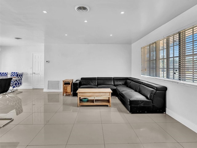4401 Johnson St, Hollywood, FL 33021 - tiled living area with recessed lighting, visible vents, and baseboards