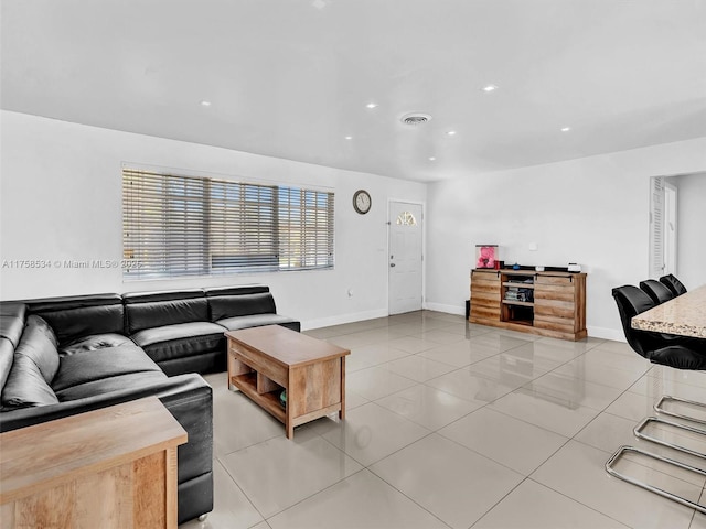 4401 Johnson St, Hollywood, FL 33021 - tiled living room with recessed lighting, visible vents, and baseboards