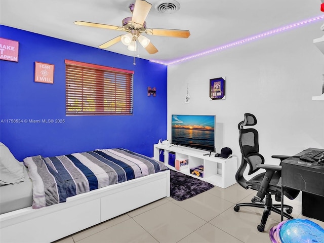 4401 Johnson St, Hollywood, FL 33021 - bedroom with tile patterned floors, visible vents, and ceiling fan
