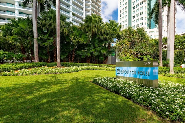 view of home's community with a lawn