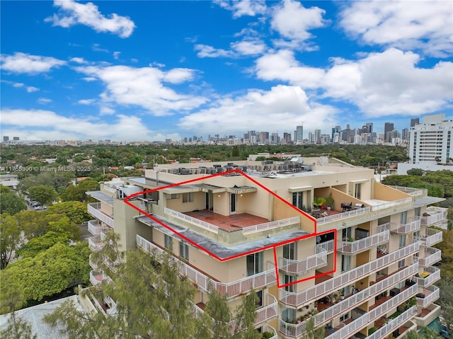 1650 Coral Way Unit Ph-9, Miami, FL 33145 - aerial view of property and surrounding area with skyline and property parcel outlined