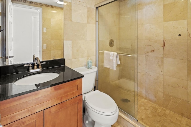 4400 Hillcrest Dr Unit 720C, Hollywood, FL 33021 - full bathroom with tile walls, a shower stall, and vanity