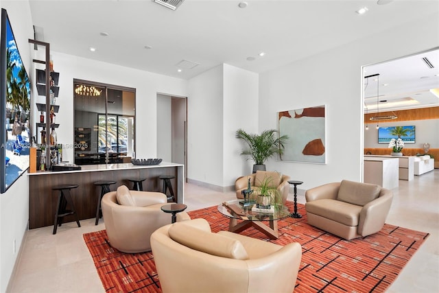 22 Isla Bahia Dr, Fort Lauderdale, FL 33316 - living area with recessed lighting, visible vents, and baseboards