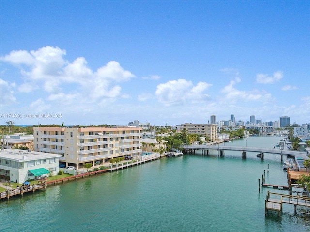 8530 Byron Ave Unit 502, Miami Beach, FL 33141 - water view with a notable bridge and a dock