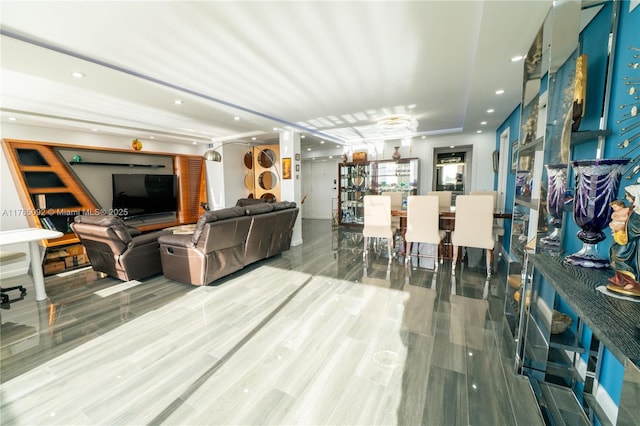 8530 Byron Ave Unit 502, Miami Beach, FL 33141 - living area with wood finished floors and recessed lighting