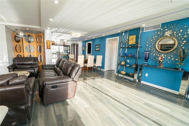 8530 Byron Ave Unit 502, Miami Beach, FL 33141 - living area with wood finished floors and recessed lighting
