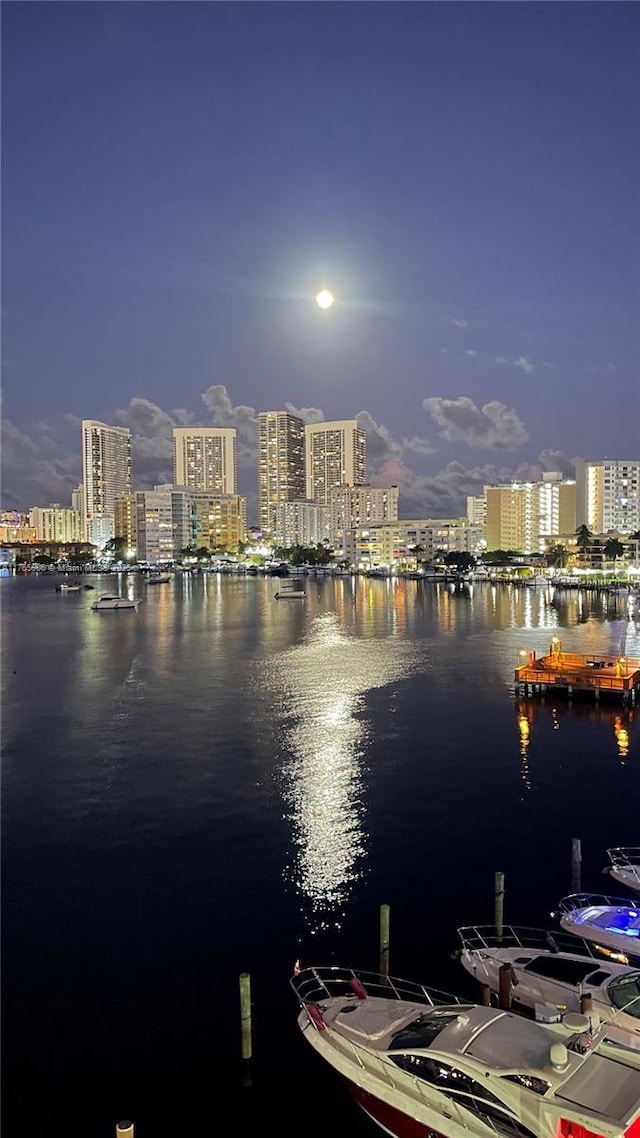 410 Golden Isles Dr Unit 603, Hallandale Beach, FL 33009 - property view of water featuring a view of city lights