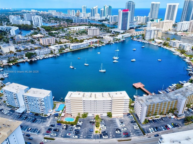 410 Golden Isles Dr Unit 603, Hallandale Beach, FL 33009 - birds eye view of property with a view of city and a water view
