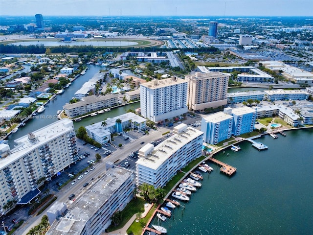 410 Golden Isles Dr Unit 603, Hallandale Beach, FL 33009 - bird's eye view featuring a city view and a water view