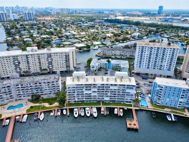 410 Golden Isles Dr Unit 603, Hallandale Beach, FL 33009 - bird's eye view featuring a water view and a city view