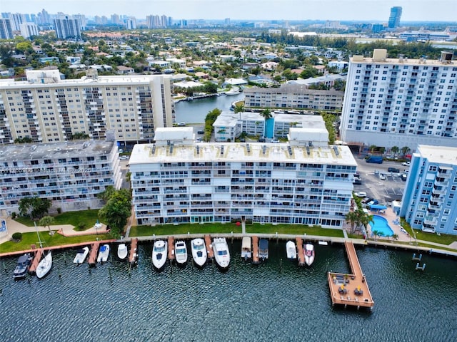 410 Golden Isles Dr Unit 603, Hallandale Beach, FL 33009 - birds eye view of property featuring a city view and a water view