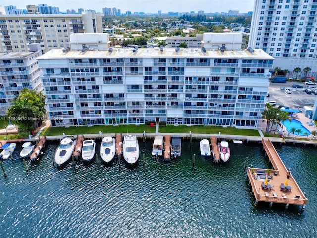 410 Golden Isles Dr Unit 603, Hallandale Beach, FL 33009 - drone / aerial view featuring a water view and a city view