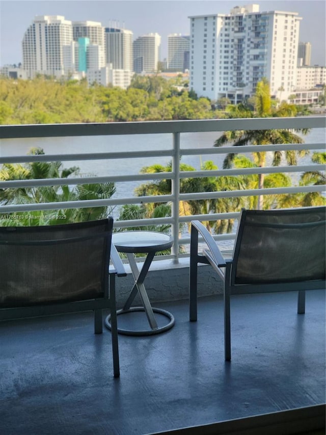 balcony with a view of city