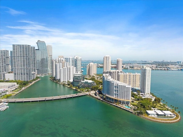888 Brickell Key Dr Unit 1502, Miami, FL 33131 - drone / aerial view of skyline and a large body of water