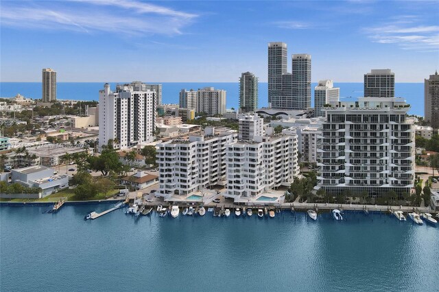 6820 Indian Creek Dr Unit 9A, Miami Beach, FL 33141 - birds eye view of property with a water view and a city view