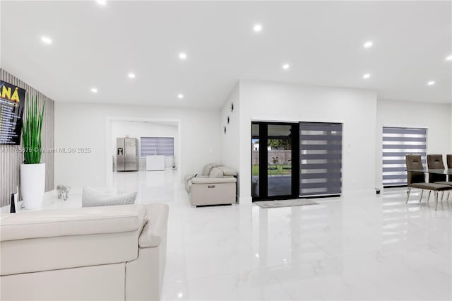 18650 SW 127th Ct, Miami, FL 33177 - living area with light marble finish flooring and recessed lighting