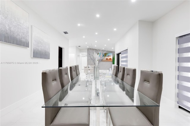 18650 SW 127th Ct, Miami, FL 33177 - dining area featuring recessed lighting and marble finish flooring