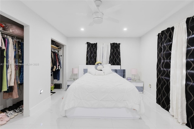 18650 SW 127th Ct, Miami, FL 33177 - bedroom with marble finish flooring, recessed lighting, a ceiling fan, and a closet