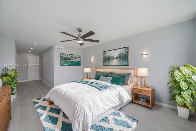1710 NE 191st St Unit 315-3, Miami, FL 33179 - bedroom with visible vents, a ceiling fan, and baseboards