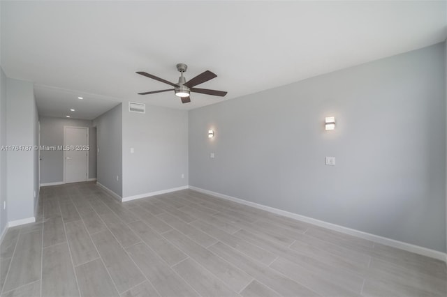 1710 NE 191st St Unit 315-3, Miami, FL 33179 - empty room featuring visible vents, baseboards, light wood-style floors, and ceiling fan