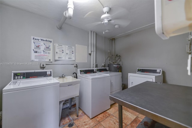 1710 NE 191st St Unit 315-3, Miami, FL 33179 - common laundry area with ceiling fan, water heater, and washer and clothes dryer