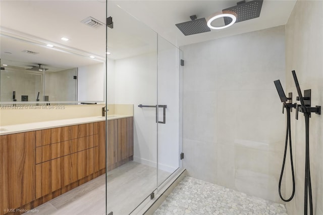 1000 Quayside Ter Unit 903, Miami, FL 33138 - full bath with visible vents, a shower stall, and vanity