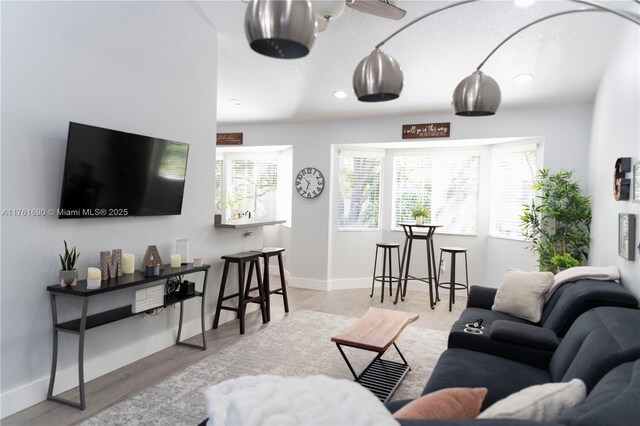 9203 NW 9th Ct, Plantation, FL 33324 - living room with recessed lighting, baseboards, and wood finished floors