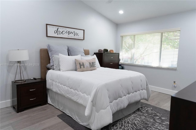 9203 NW 9th Ct, Plantation, FL 33324 - bedroom featuring recessed lighting, baseboards, lofted ceiling, and light wood-style flooring