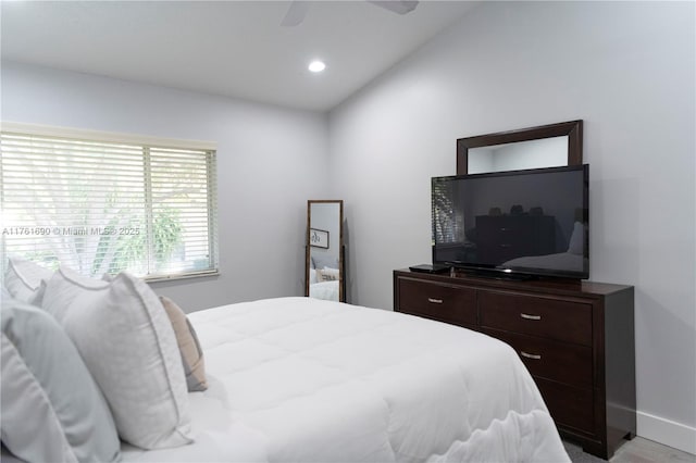 9203 NW 9th Ct, Plantation, FL 33324 - bedroom featuring recessed lighting, baseboards, a ceiling fan, and vaulted ceiling