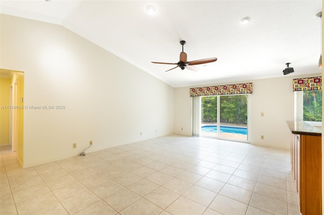311 NW 197th Ave, Pembroke Pines, FL 33029 - unfurnished room featuring plenty of natural light, a ceiling fan, ornamental molding, and light tile patterned floors