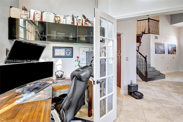 15852 SW 14th St, Pembroke Pines, FL 33027 - office with tile patterned flooring and french doors