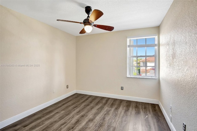 15852 SW 14th St, Pembroke Pines, FL 33027 - unfurnished room with dark wood-type flooring, a ceiling fan, a textured wall, and a textured ceiling
