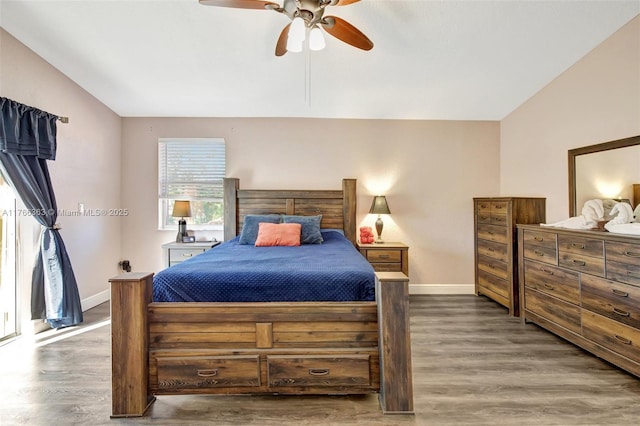 15852 SW 14th St, Pembroke Pines, FL 33027 - bedroom with lofted ceiling, wood finished floors, and a ceiling fan