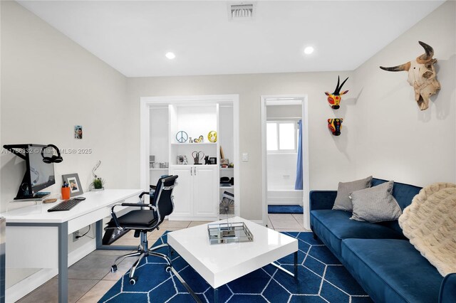 3449 NE 17th Way, Oakland Park, FL 33334 - tiled home office with recessed lighting