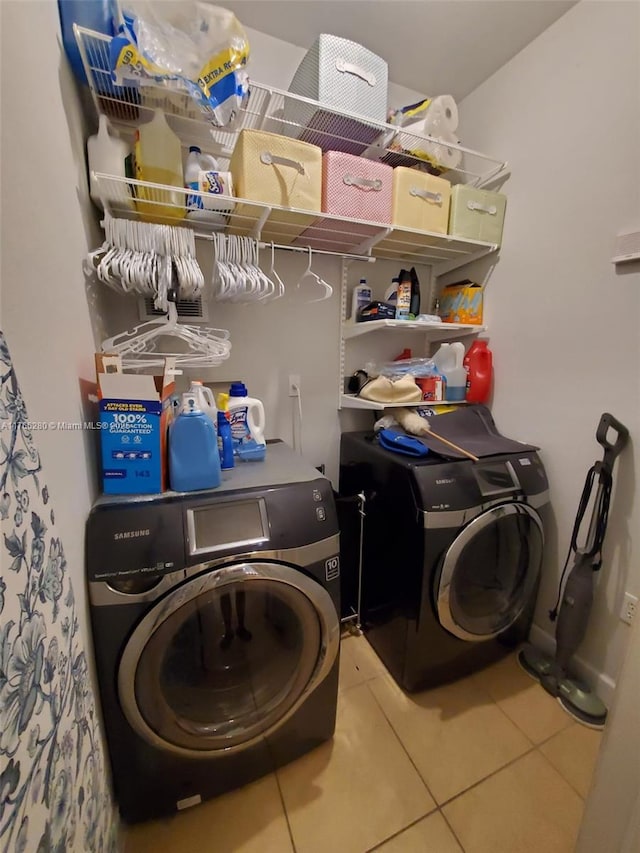 11009 NW 80th Ln, Doral, FL 33178 - laundry area with tile patterned floors and separate washer and dryer