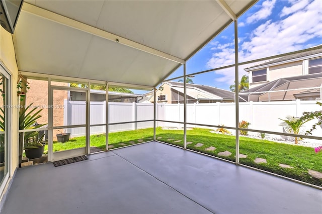 view of unfurnished sunroom