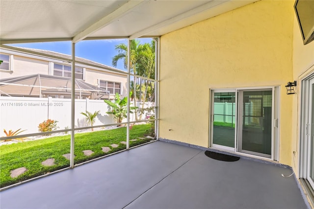 view of unfurnished sunroom
