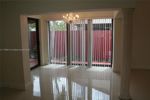 8918 SW 5th Ter, Miami, FL 33174 - unfurnished room with tile patterned flooring, a notable chandelier, and baseboards