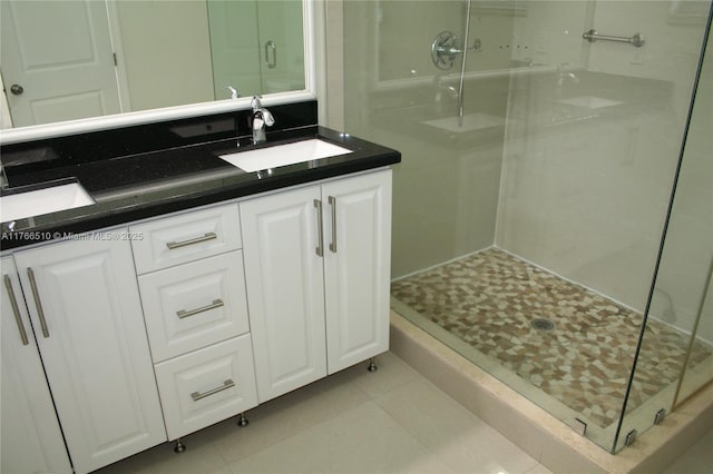 8918 SW 5th Ter, Miami, FL 33174 - bathroom with a stall shower, tile patterned floors, double vanity, and a sink