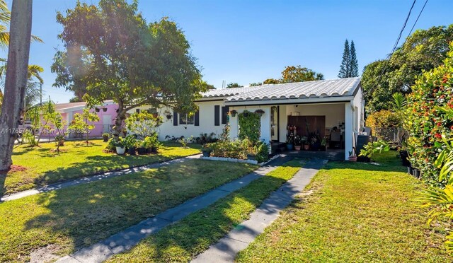 1522 NE 148th St, Miami, FL 33161 - view of front of property with a front yard, stucco siding, and fence