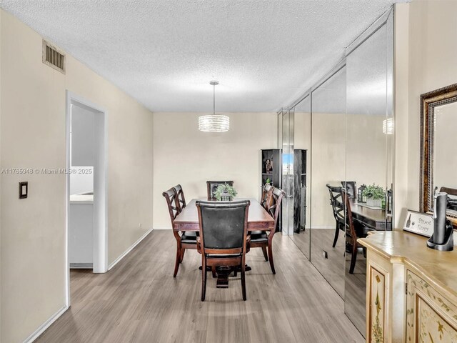 800 NE 195th St Unit 716, Miami, FL 33179 - dining room with visible vents, baseboards, light wood-style floors, and a textured ceiling