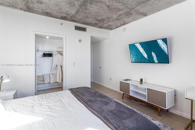 tiled bedroom with visible vents