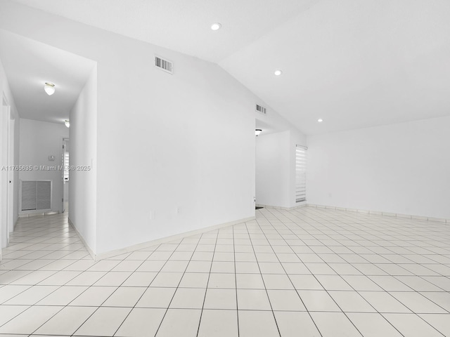 13481 SW 103rd St, Miami, FL 33186 - empty room with baseboards, visible vents, recessed lighting, and vaulted ceiling