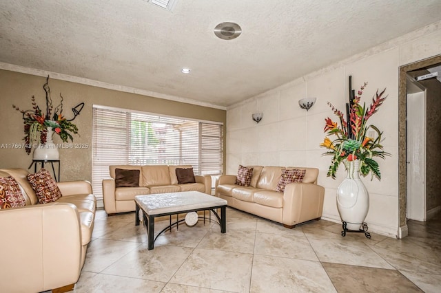1045 Country Club Dr Unit 304, Margate, FL 33063 - living area featuring light tile patterned floors and a textured ceiling