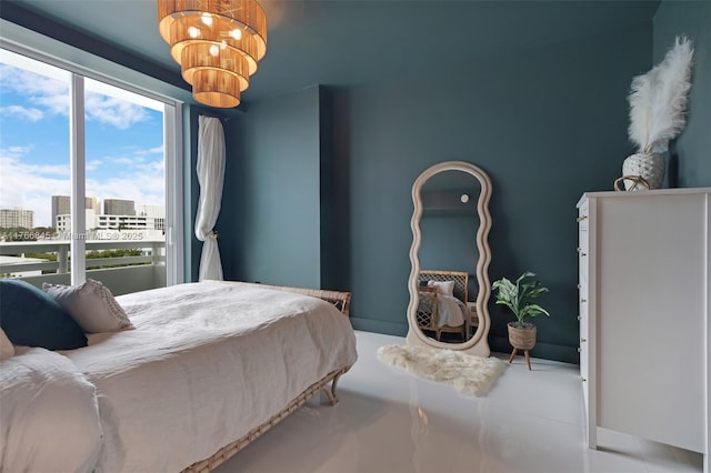 1150 102nd St Unit 501, Bay Harbor Islands, FL 33154 - bedroom with a view of city and a chandelier