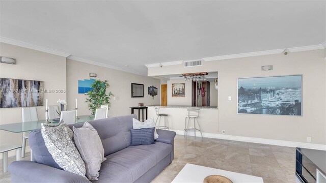 7601 E Treasure Dr Unit 1518, North Bay Village, FL 33141 - living area featuring crown molding and baseboards