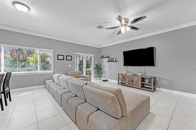 772 NW 132nd Ave, Plantation, FL 33325 - living area featuring light tile patterned floors, a healthy amount of sunlight, visible vents, and ceiling fan