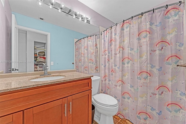 772 NW 132nd Ave, Plantation, FL 33325 - bathroom with visible vents, toilet, vanity, and a shower with curtain