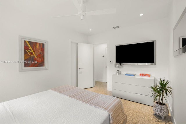 1040 NE 85th St, Miami, FL 33138 - bedroom featuring recessed lighting, a ceiling fan, and dark speckled floor